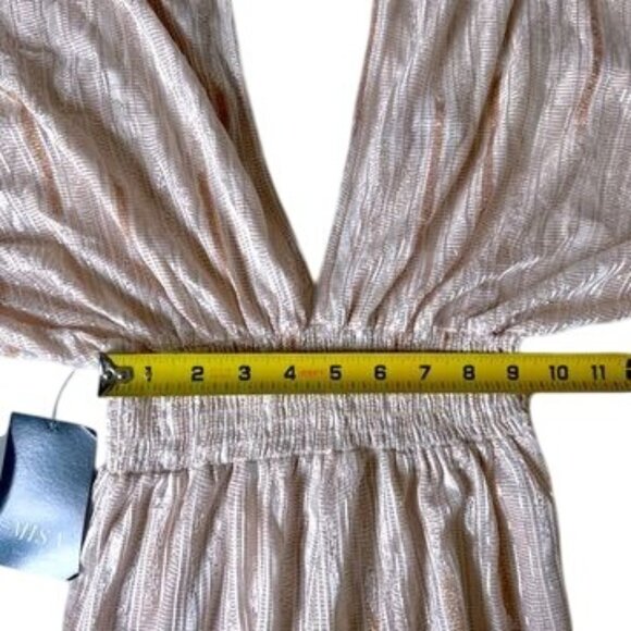 MISA Los Angeles Zoza Jumpsuit Blush Stripe Metallic Gold Pink Size XS NWT - Picture 10 of 11